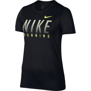 Nike Dry Running Top Womens | Black|Volt - forrunnersbyrunners.com