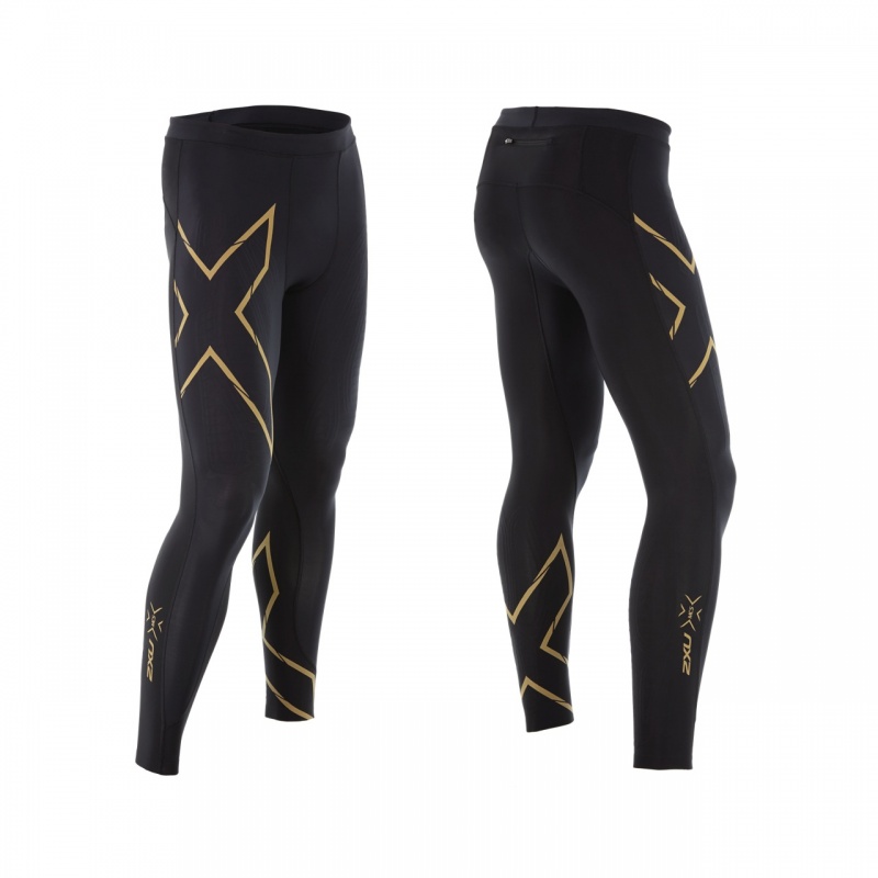 Buy 2XU MCS Run Comp Tights With Back Storage in Black/Gold
