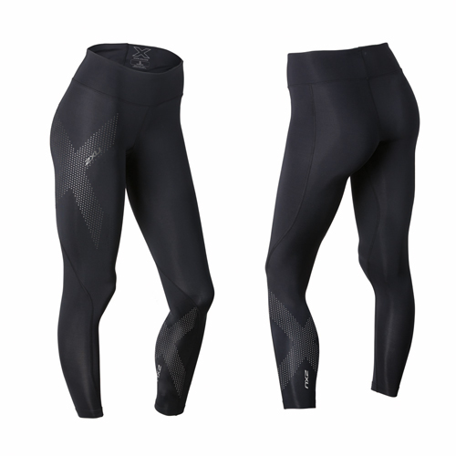 Mid-Rise Compression Tights Womens | Black|Silver - forrunnersbyrunners